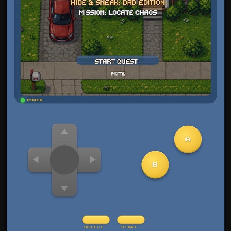 Dad playing his personalized retro game on a phone